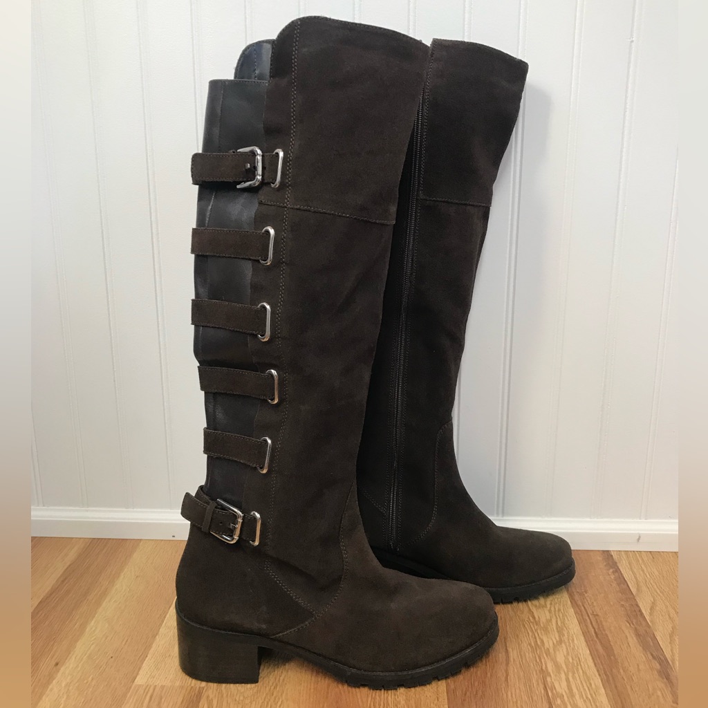 Matisse Leighton Brown Suede Knee High Boots Buckle Size 9 Regency Fairy Pirate